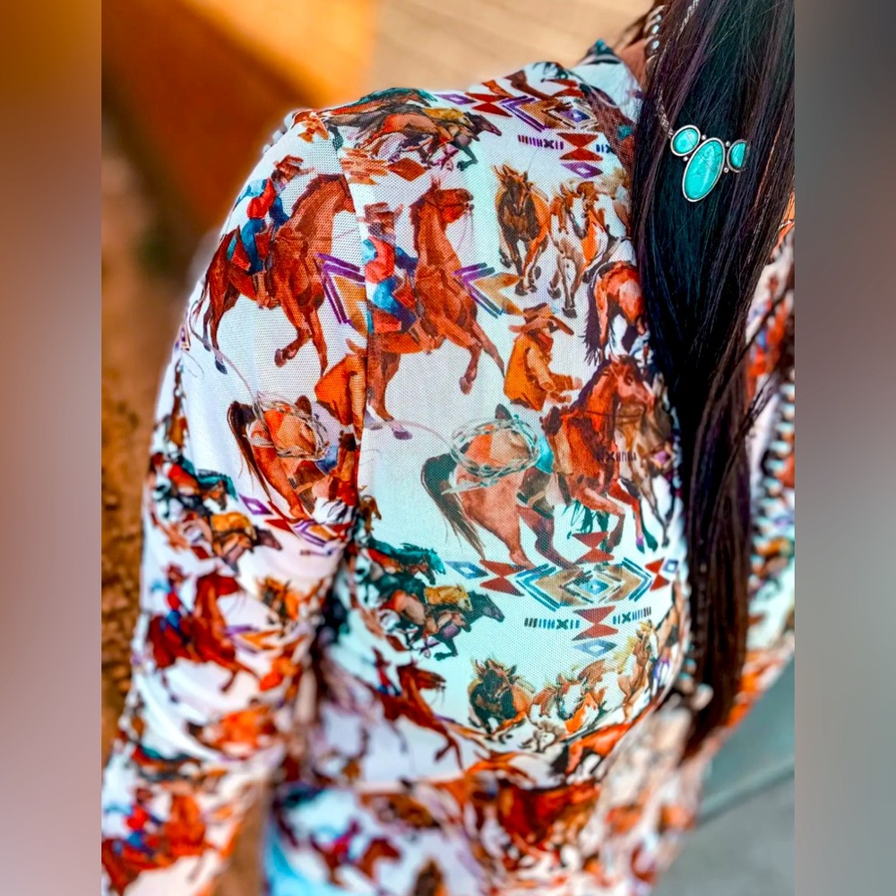 Buckaroo Long Sleeve Mesh Top - Picture 1 of 4